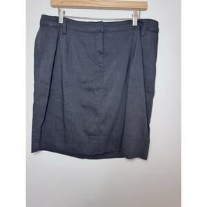 Eileen Fisher Linen Blend Straight Skirt 14 Gray Pleats Lightweight